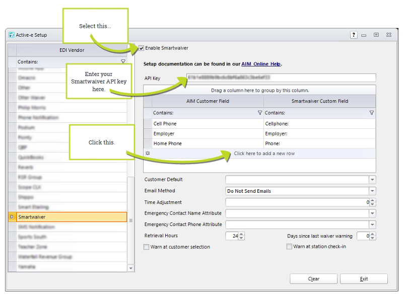 Smartwaiver setup instructions screen.