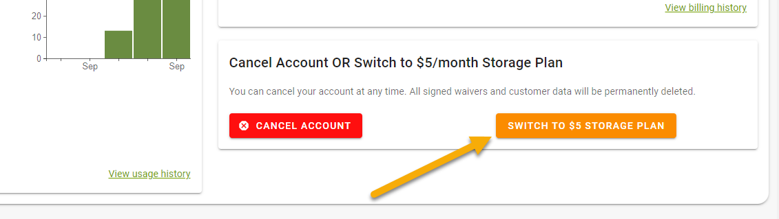 Cancel or switch storage plan options.
