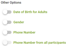 Toggle switches for personal information options.