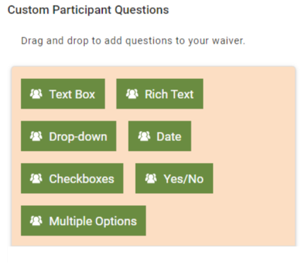 Custom participant question options interface.
