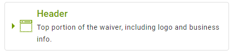 Waiver header with logo and business info