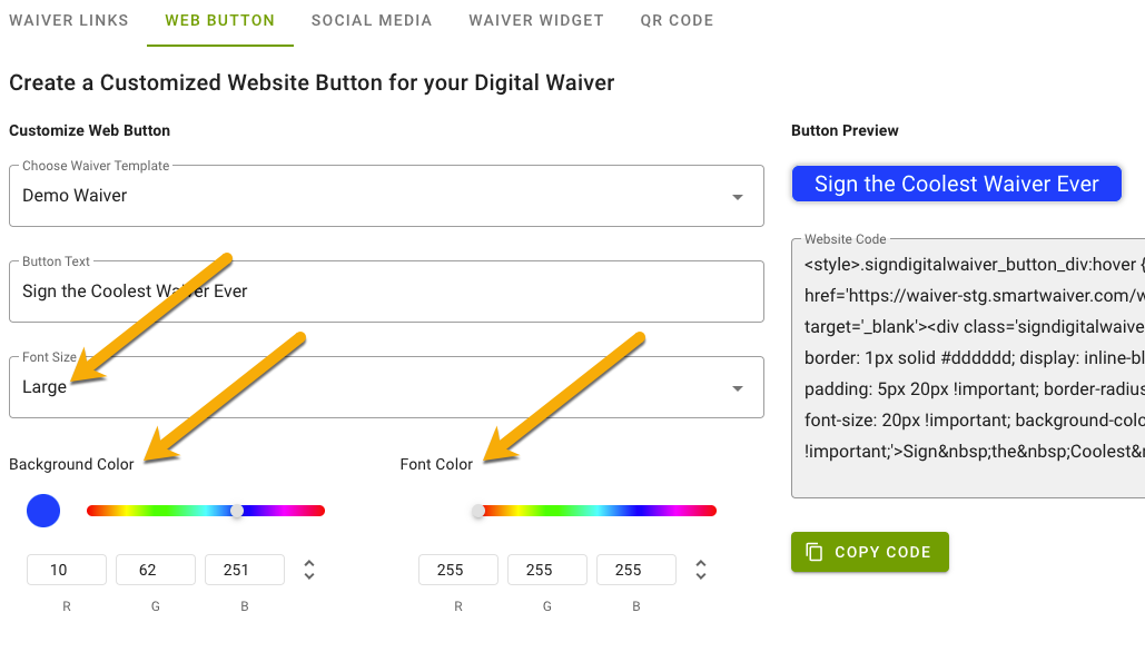 How do I create a web button for my website? – Smartwaiver